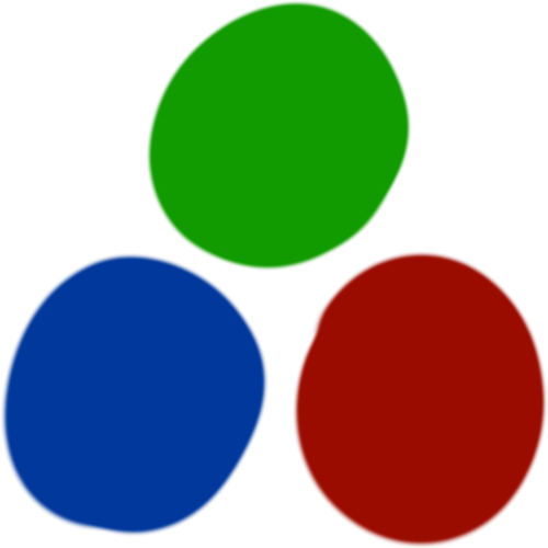 3 red, blue and green dots put in a circle